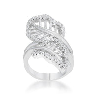 Thumbnail for Lina 0.4ct CZ Rhodium Leaf Wrap Ring