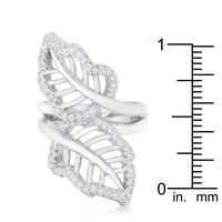 Thumbnail for Lina 0.4ct CZ Rhodium Leaf Wrap Ring