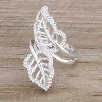Thumbnail for Lina 0.4ct CZ Rhodium Leaf Wrap Ring