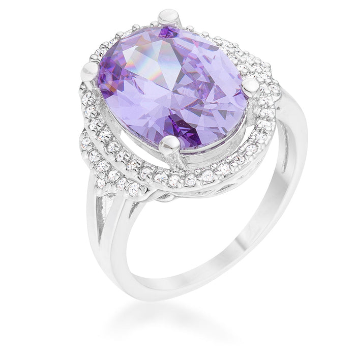 Melanie 5.95ct Amethyst CZ Rhodium Cocktail Ring