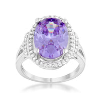 Thumbnail for Melanie 5.95ct Amethyst CZ Rhodium Cocktail Ring