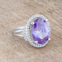 Thumbnail for Melanie 5.95ct Amethyst CZ Rhodium Cocktail Ring