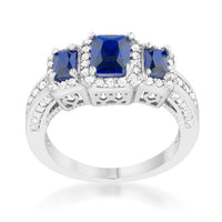Thumbnail for Rita 2.3ct Sapphire CZ Rhodium Classic Trio Ring