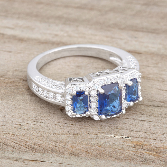 Rita 2.3ct Sapphire CZ Rhodium Classic Trio Ring