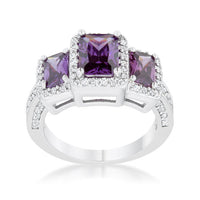Thumbnail for Rita 2.3ct Amethyst CZ Rhodium Classic Trio Ring