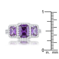 Thumbnail for Rita 2.3ct Amethyst CZ Rhodium Classic Trio Ring