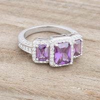 Thumbnail for Rita 2.3ct Amethyst CZ Rhodium Classic Trio Ring