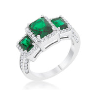 Thumbnail for Rita 2.3ct Emerald CZ Rhodium Classic Trio Ring