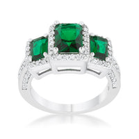 Thumbnail for Rita 2.3ct Emerald CZ Rhodium Classic Trio Ring