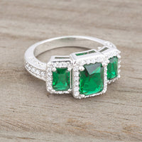 Thumbnail for Rita 2.3ct Emerald CZ Rhodium Classic Trio Ring