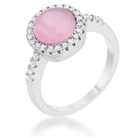Thumbnail for Patricia 0.3ct CZ Pink Cats Eye Rhodium Classic Ring