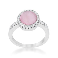 Thumbnail for Patricia 0.3ct CZ Pink Cats Eye Rhodium Classic Ring