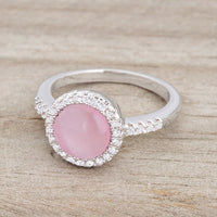 Thumbnail for Patricia 0.3ct CZ Pink Cats Eye Rhodium Classic Ring
