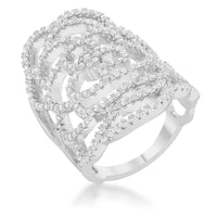 Thumbnail for Rosa 1.25ct CZ Rhodium Filigree Cocktail Ring