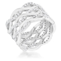 Thumbnail for Contemporary 0.88ct CZ Rhodium Twist Wide Cocktail Ring