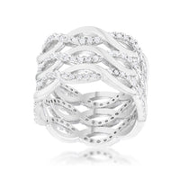 Thumbnail for Contemporary 0.88ct CZ Rhodium Twist Wide Cocktail Ring