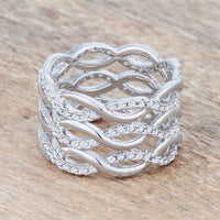 Thumbnail for Contemporary 0.88ct CZ Rhodium Twist Wide Cocktail Ring