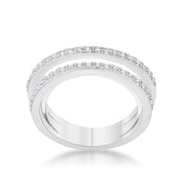 Thumbnail for Lynn 0.25ct CZ Rhodium Twisted Trio Band Ring