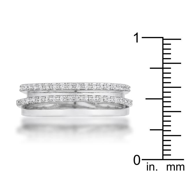 Lynn 0.25ct CZ Rhodium Twisted Trio Band Ring