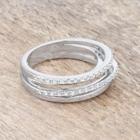 Thumbnail for Lynn 0.25ct CZ Rhodium Twisted Trio Band Ring