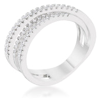 Thumbnail for Laurie 0.2ct CZ Rhodium Contemporary Trio Band Ring