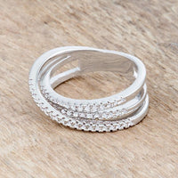Thumbnail for Laurie 0.2ct CZ Rhodium Contemporary Trio Band Ring