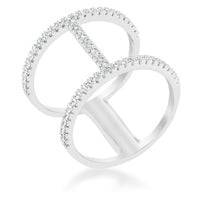 Thumbnail for Christina 0.3ct CZ Rhodium Open Contemporary Wide Ring