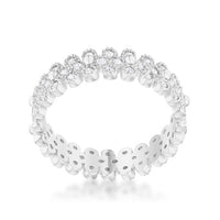 Thumbnail for Clara 1ct CZ Rhodium Textured Bezel Set Eternity Ring