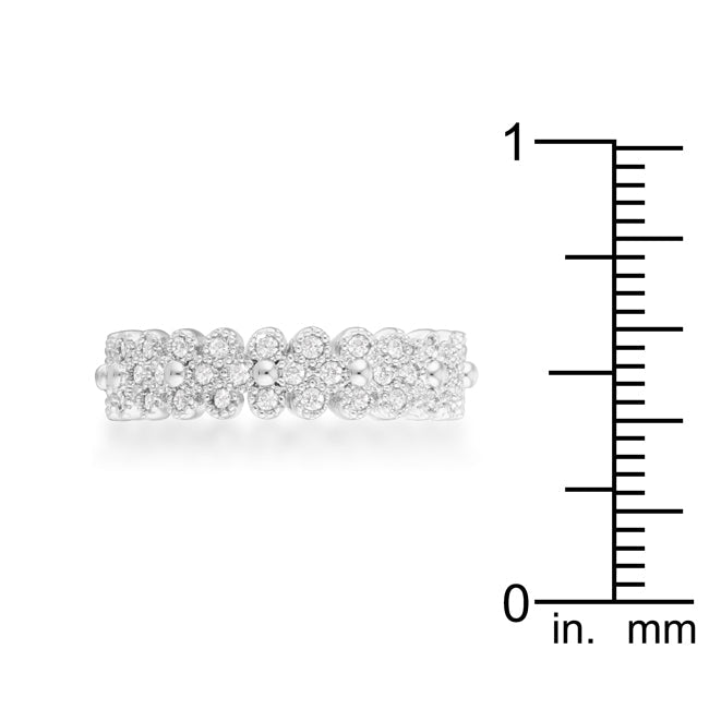 Clara 1ct CZ Rhodium Textured Bezel Set Eternity Ring