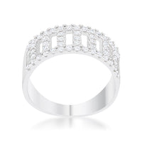 Thumbnail for Rey 0.5ct CZ Rhodium Contemporary Band Ring