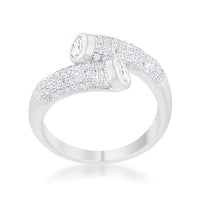 Thumbnail for Perry 0.62ct CZ Rhodium Contemporary Wrap Ring