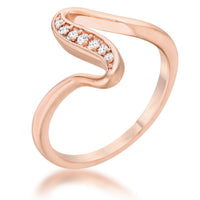 Thumbnail for Sheryl 0.07ct CZ 14k Rose Gold Simple Wave Ring
