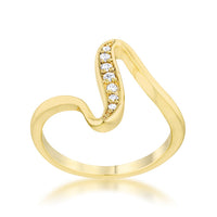 Thumbnail for Sheryl 0.07ct CZ 14k Gold Simple Wave Ring