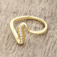 Thumbnail for Sheryl 0.07ct CZ 14k Gold Simple Wave Ring