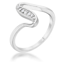 Thumbnail for Sheryl 0.07ct CZ Rhodium Simple Wave Ring