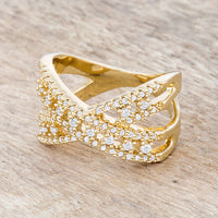 Thumbnail for Sandy 0.37ct CZ 14k Gold Classic Criss Cross Ring