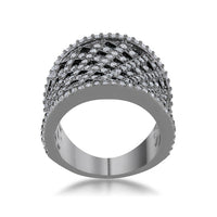 Thumbnail for Brin 1.4ct CZ Hematite Wide Woven Style Ring