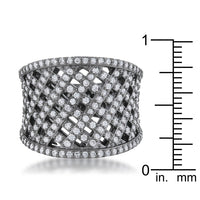 Thumbnail for Brin 1.4ct CZ Hematite Wide Woven Style Ring