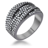 Thumbnail for Kina 1.7ct Clear CZ Hematite Contemporary Cocktail Ring