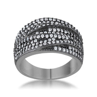Thumbnail for Kina 1.7ct Clear CZ Hematite Contemporary Cocktail Ring