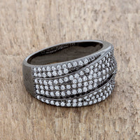 Thumbnail for Kina 1.7ct Clear CZ Hematite Contemporary Cocktail Ring