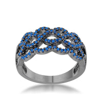 Thumbnail for Brina 0.4ct Sapphire CZ Hematite Twist Ring