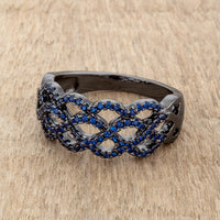 Thumbnail for Brina 0.4ct Sapphire CZ Hematite Twist Ring