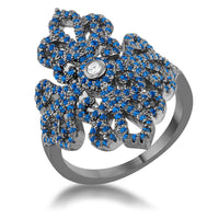Thumbnail for Victoria 1.23ct Sapphire CZ Hematite Filigree Cocktail Ring