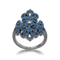 Thumbnail for Victoria 1.23ct Sapphire CZ Hematite Filigree Cocktail Ring
