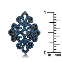 Thumbnail for Victoria 1.23ct Sapphire CZ Hematite Filigree Cocktail Ring