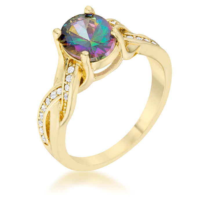 The Tesoro 2 Two Carat Mystic CZ 14k Gold Classic Oval Ring
