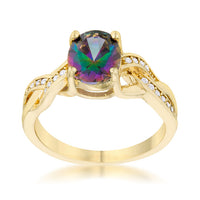 Thumbnail for The Tesoro 2 Two Carat Mystic CZ 14k Gold Classic Oval Ring