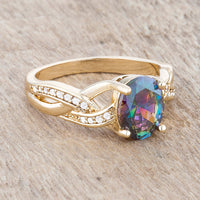 Thumbnail for The Tesoro 2 Two Carat Mystic CZ 14k Gold Classic Oval Ring