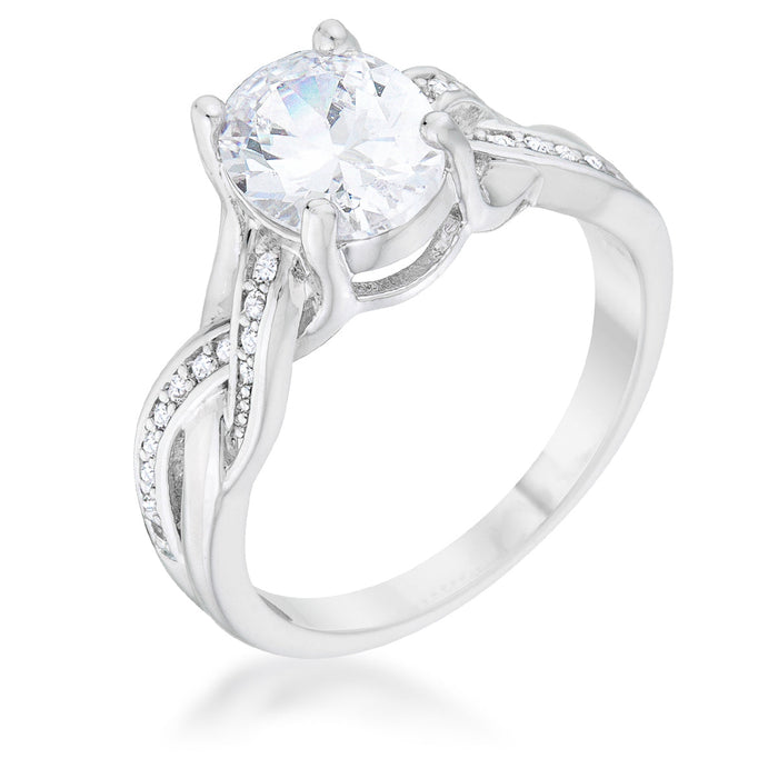 The Justine- 2 Carat CZ Rhodium Classic Oval Engagement Ring